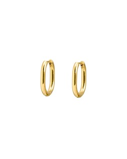 Wren Gold Tone Waterproof Oval Clicker Hoop Earrings