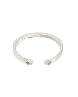 Kya Amazonite Diamond Inlay Silver Plated Bangle
