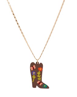 Frankie Floral Cowboy Boot Pendant Necklace