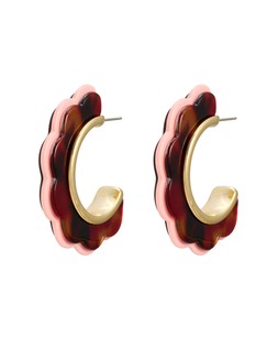Miranda Pink & Red Resin Curve Edge Hoop Earrings
