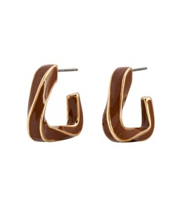 Maddie Brown Enamel Twist Hoop Earrings
