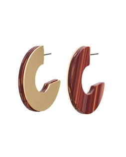 Kiera Brown Stripe Resin Hoop Earrings