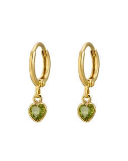 Auden Peridot Inlay Heart Charm Gold Plated Hoop Drop Earrings