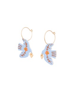 Luma Enamel Dove Wire Hoop Earrings
