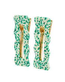 Dora Green Spot Resin Hair Clips Set of Two