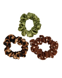 Polka Dot & Animal Print Scrunchies Set of Three