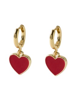 Cove Red Heart Drop Huggie Earrings