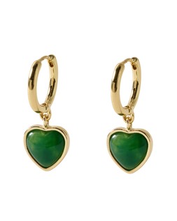 Liza Green Resin Heart Drop Hoop Earrings