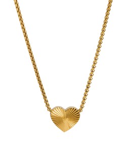 Finley Gold Tone Waterproof Etched Heart Reversible Pendant Necklace