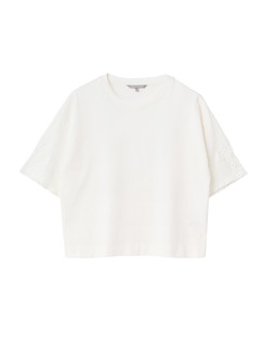 Ecru Broderie Sleeve Cotton T-Shirt £38 €49.50