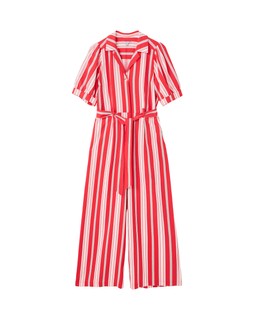Red & Green Striped Short Sleeve Tie Waist Jumpsuit £85 €115