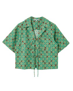 Green Tie Front Strawberry Blouse £58 €76