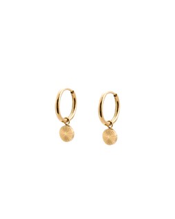 Maya Gold Tone Waterproof Disc Drop Hoop Earrings