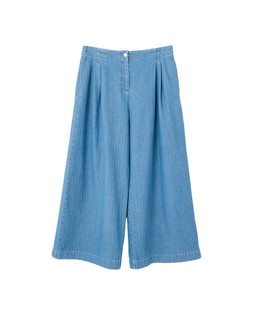 Blue Chevron Denim Wide Leg Crop £70 €91