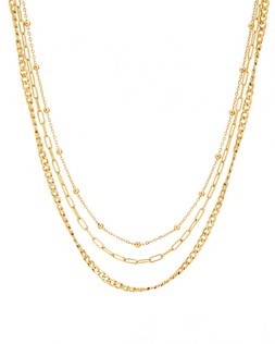 Celine Gold Tone Waterproof Triple Row Chain Necklace