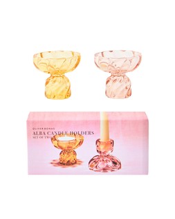 Alba Double Sided Glass Candlestick Holders Set of Two £15