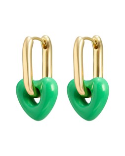 Amerie Green Enamel Heart Charm Hoop Earrings £16.50 €21.50