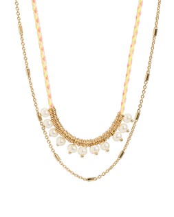 Amie Cord & Faux Pearl Double Row Necklace £26 €34