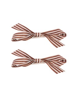 Anna Brown & White Stripe Bow Hair Clips Set of Two £16.50