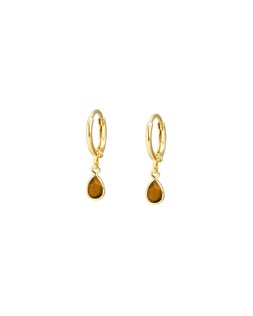 Auden Teardrop Tiger's Eye Gold Plated Drop Earrings £34
