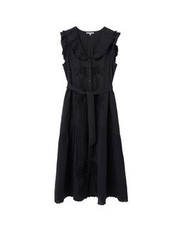 Black Floral Embroidered Frill Collar Tiered Midi Dress £85 €115