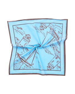 Blue & Brown Beach Scene Cotton Square Scarf £20 €26