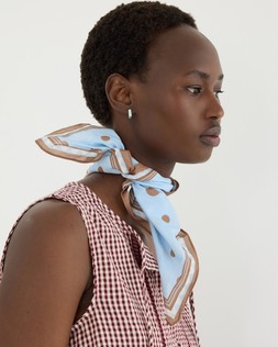 Blue & Brown Polka Dot Square Scarf £20 €26