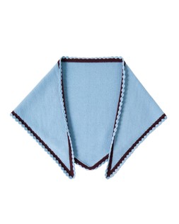 Blue & Brown Scalloped Edge Triangle Scarf