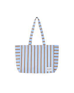 Blue & Brown Striped Logo Fabric Tote Shopper Bag £26 €34