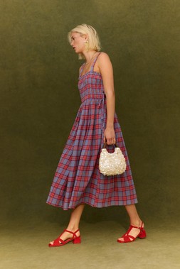 Blue Checked Strappy Midi Dress £78