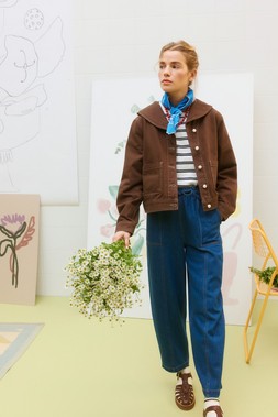 Blue Denim Tie Waist Barrel Leg Jeans