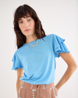Blue Double Flutter Sleeve Top £38 €49.5