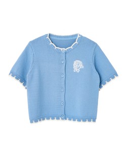 Blue Flower Embroidered Short Sleeve Cardigan £68 €89