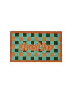 Blue & Green Check Hello Doormat £19.50