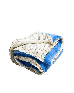 Blue Polka Dot Reversible Velvet Frill Quilt £165 €215