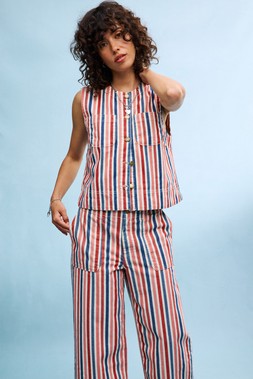 Blue & Red Striped Denim Waistcoat £58