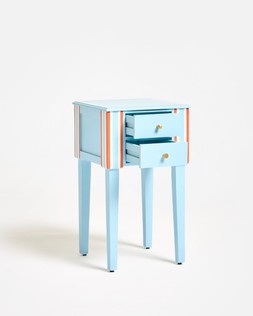 Blue & Red Striped Wooden Bedside Table £195