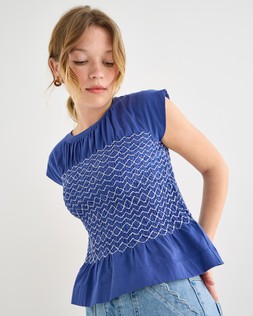 Blue Smocking Sleeveless Top £48 €59