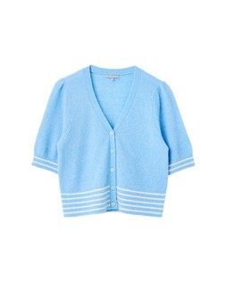 Blue V-Neck Button Up Knitted Top £60