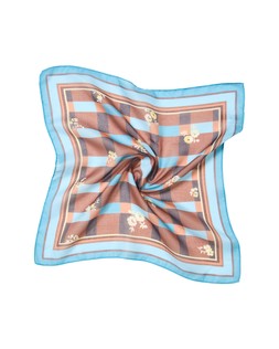 Brown & Blue Floral Checked Square Scarf £20 €26