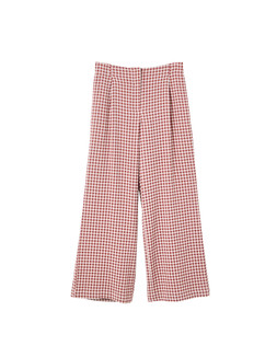 Brown Gingham Wide Leg Trousers