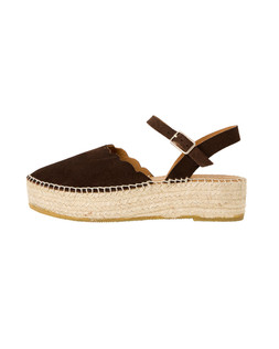 Brown Suede Scalloped Edge Espadrille Sandals £75 €98