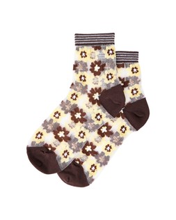 Brown & Yellow Floral Sheer Socks