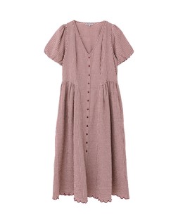 Burgundy Gingham Button Up V-Neck Midi Dress £82 €110
