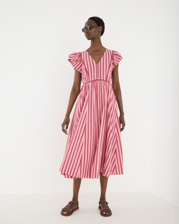 Burgundy & Pink Striped Midi Dress £78 €105