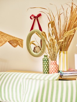 Cassis Red Velvet Bow Oval Green Hanging Mirror £65