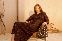 Chocolate Brown & Red Polka Dot Midi Dress £68