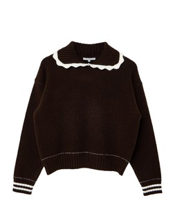 Chocolate Brown Scalloped Collar Knitted Jumper £68