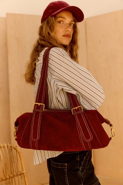Cleo Burgundy Faux Suede Shoulder Bag £68
