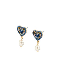 Cooper Stone Cluster Heart & Faux Pearl Drop Earrings £16.50
